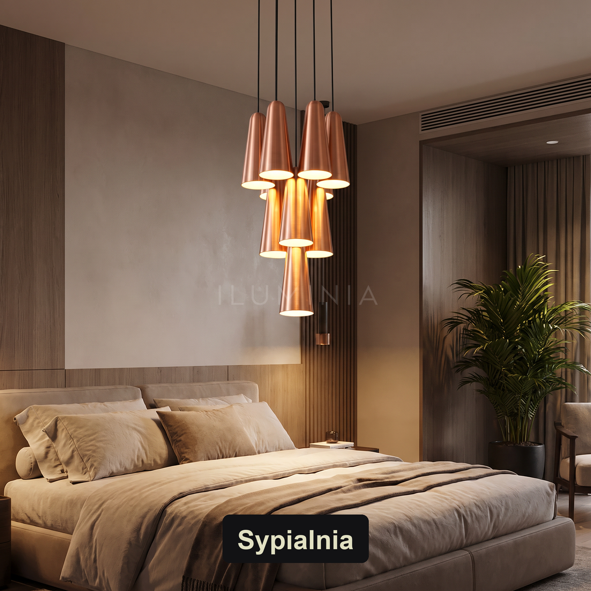 Lampa wisząca czarno miedziana | Santelia