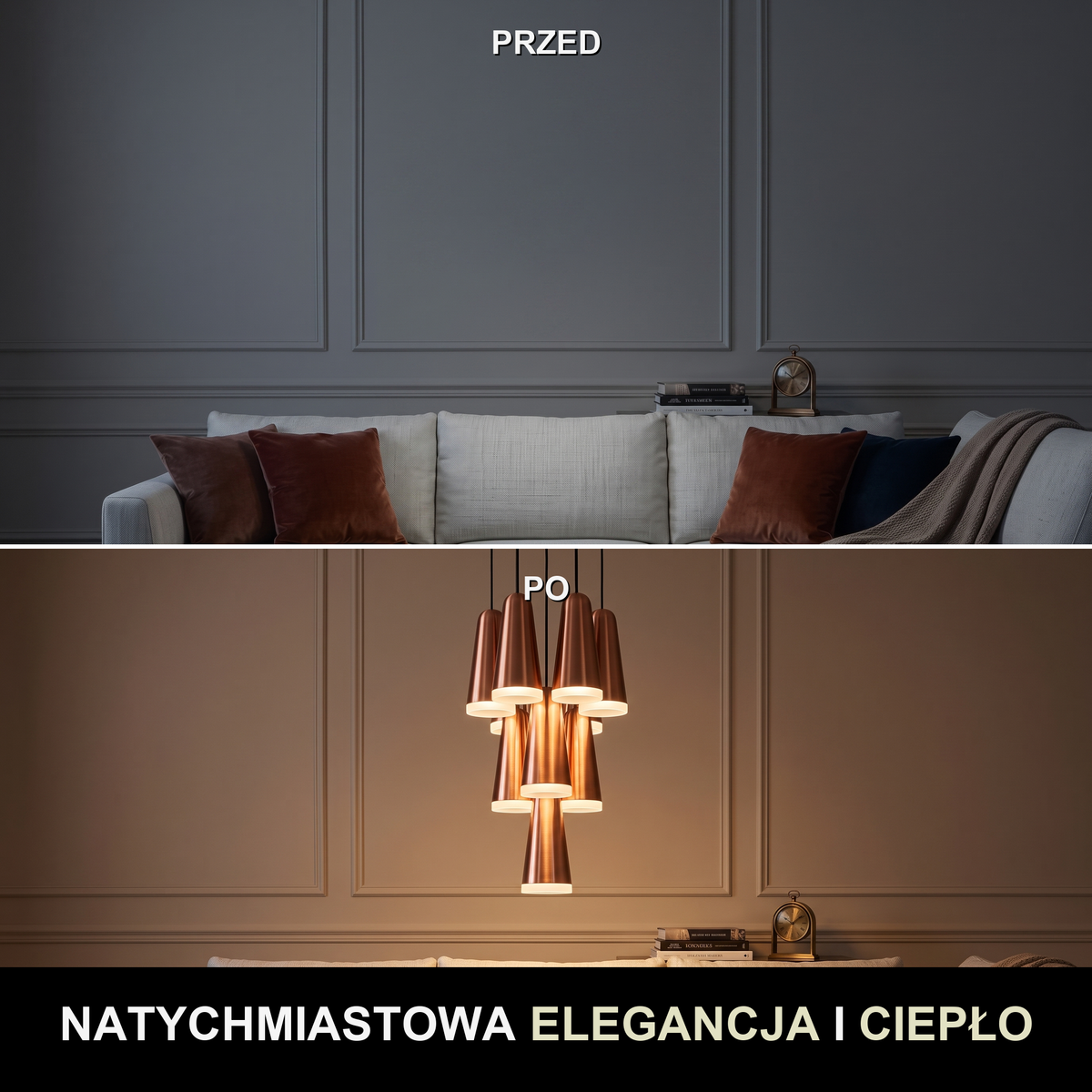 Lampa wisząca czarno miedziana | Santelia
