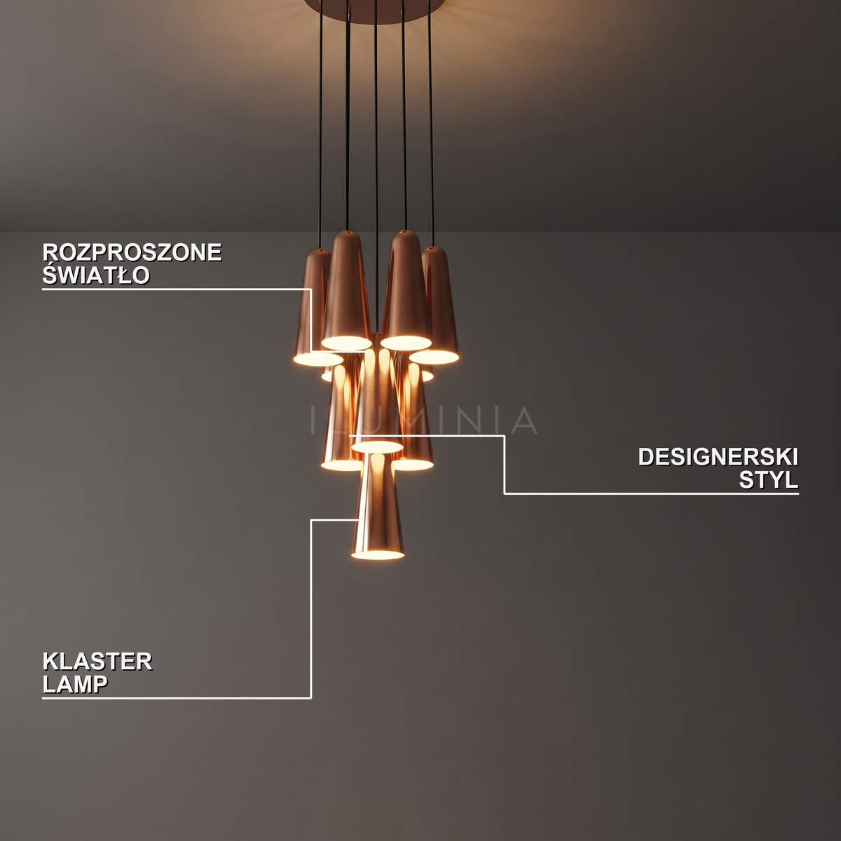 Lampa wisząca czarno miedziana | Santelia
