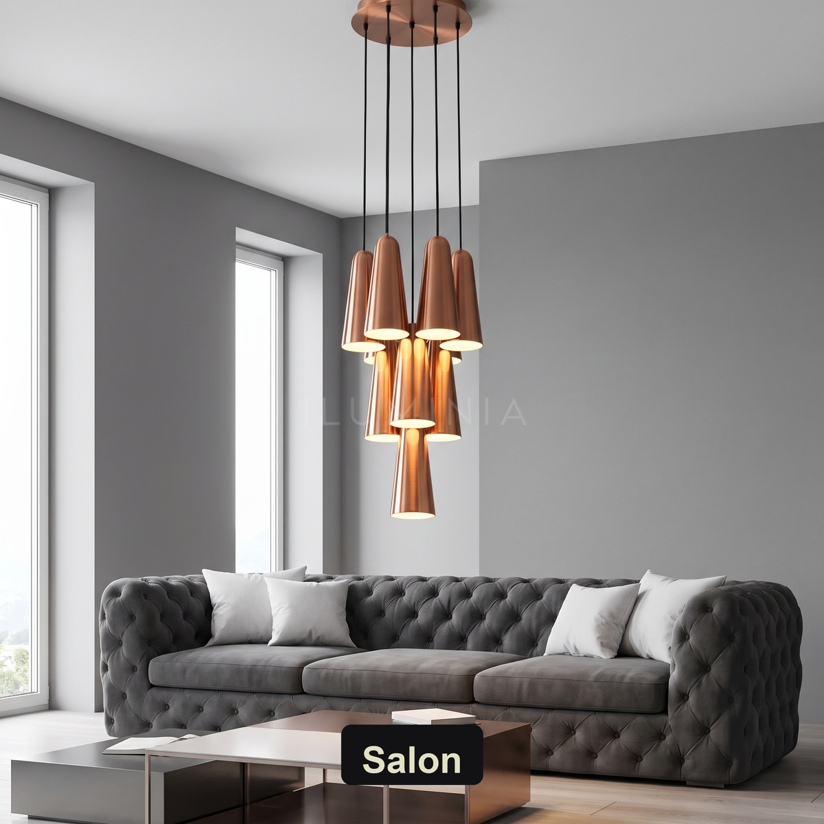 Lampa wisząca czarno miedziana | Santelia