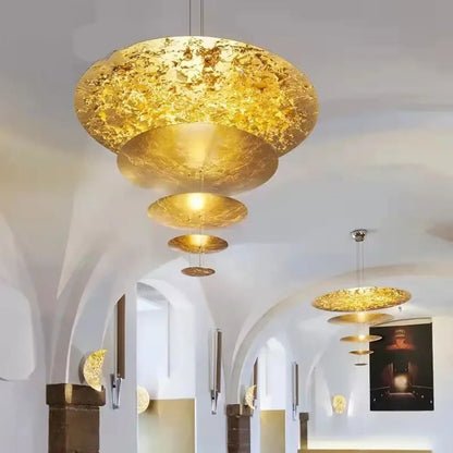 Lampa wisząca designerska metalowa złota | Novora
