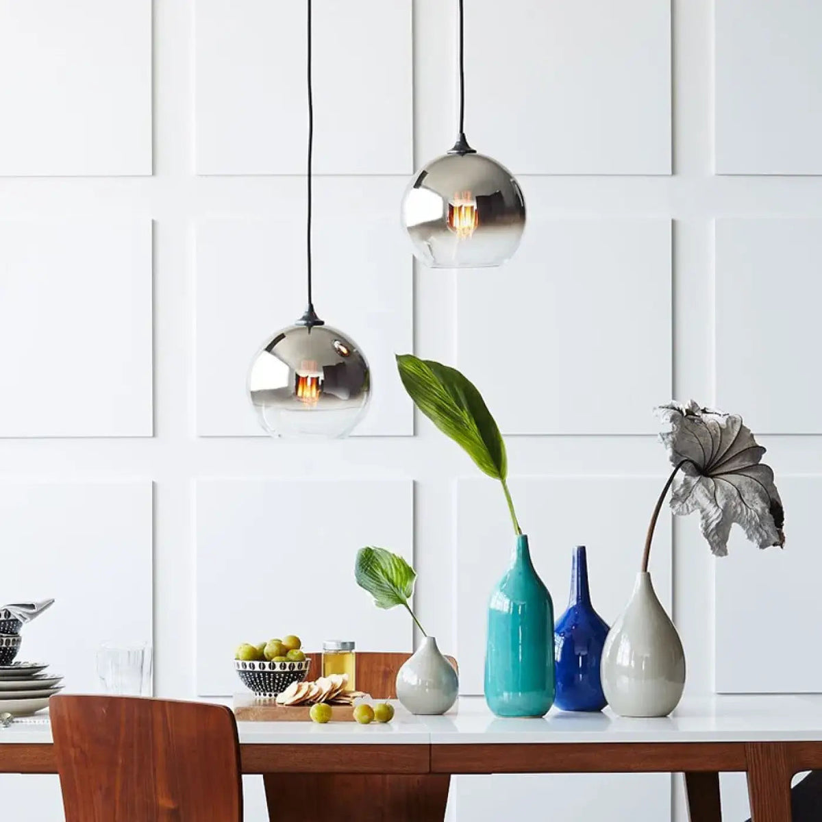 Lampa wisząca do kuchni srebrna | Calesca