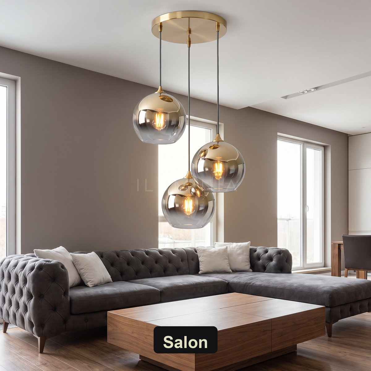 Lampa wisząca do kuchni srebrna | Calesca