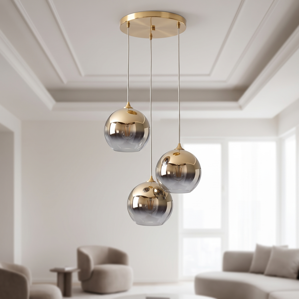 Lampa wisząca do kuchni srebrna | Calesca