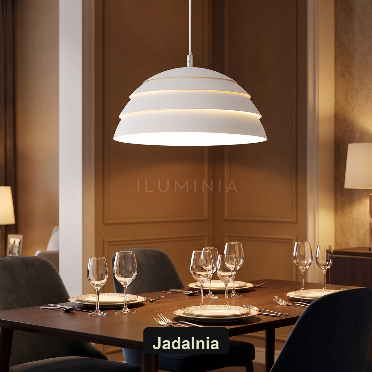 Lampa wisząca biała nowoczesna | Brenessa – jadalnia