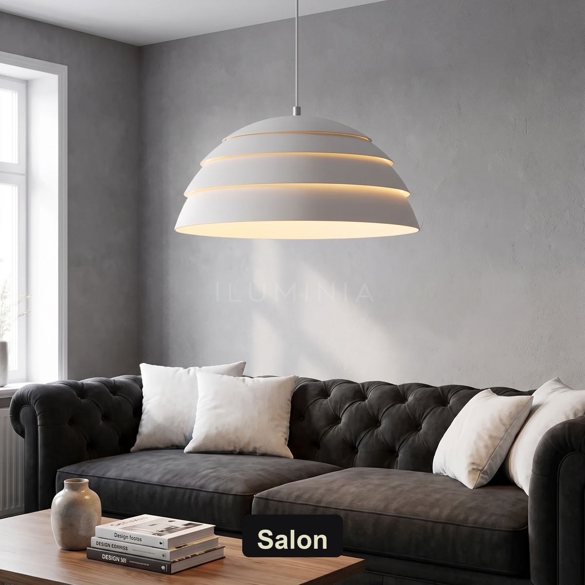 Lampa wisząca biała nowoczesna | Brenessa – salon