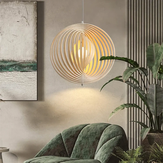 Lampa wisząca drewniana okrągła | Mottora