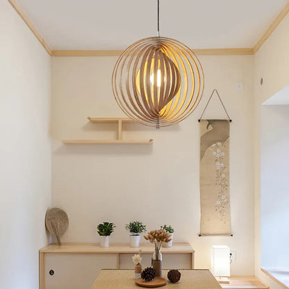 Lampa wisząca drewniana okrągła | Mottora