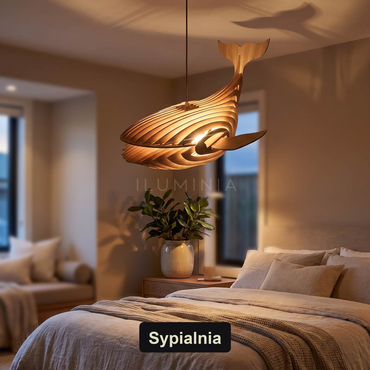 Lampa wisząca drewniana ryba | Veravia