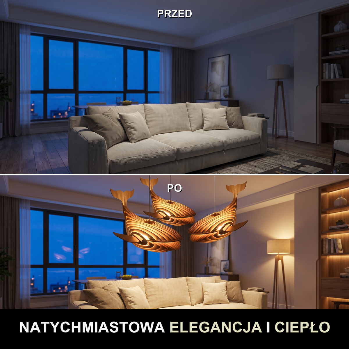 Lampa wisząca drewniana ryba | Veravia