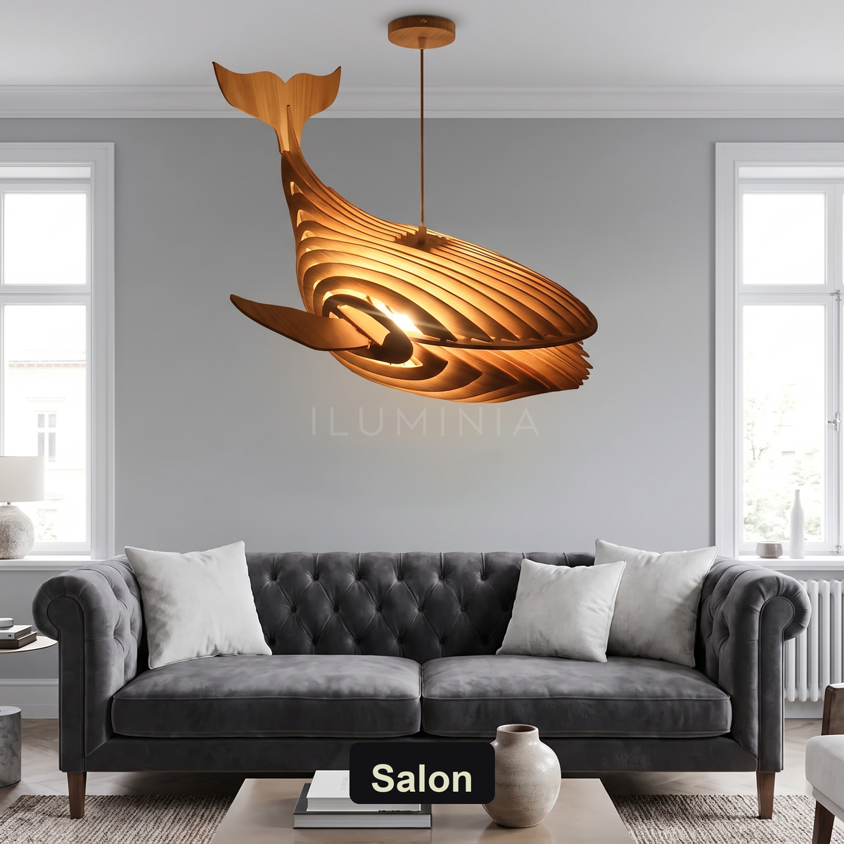 Lampa wisząca drewniana ryba | Veravia