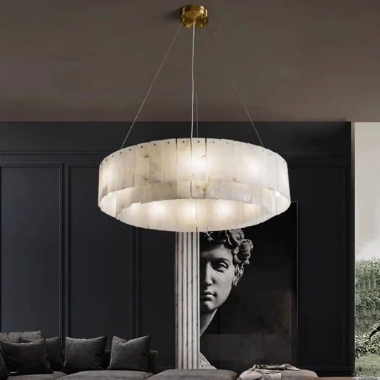 Lampa wisząca elegancka marmurowa biała | Dellora
