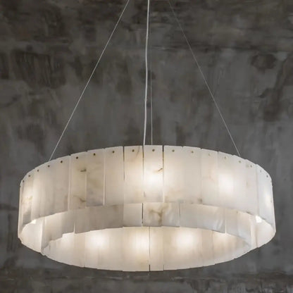 Lampa wisząca elegancka marmurowa biała | Dellora