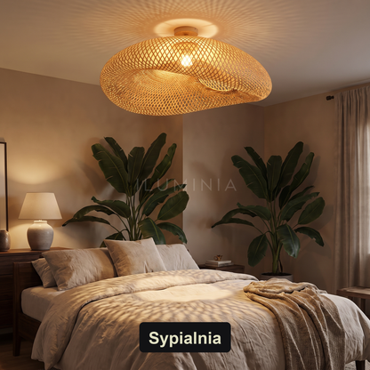 Lampa wisząca bambusowa | Leonza – sypialnia
