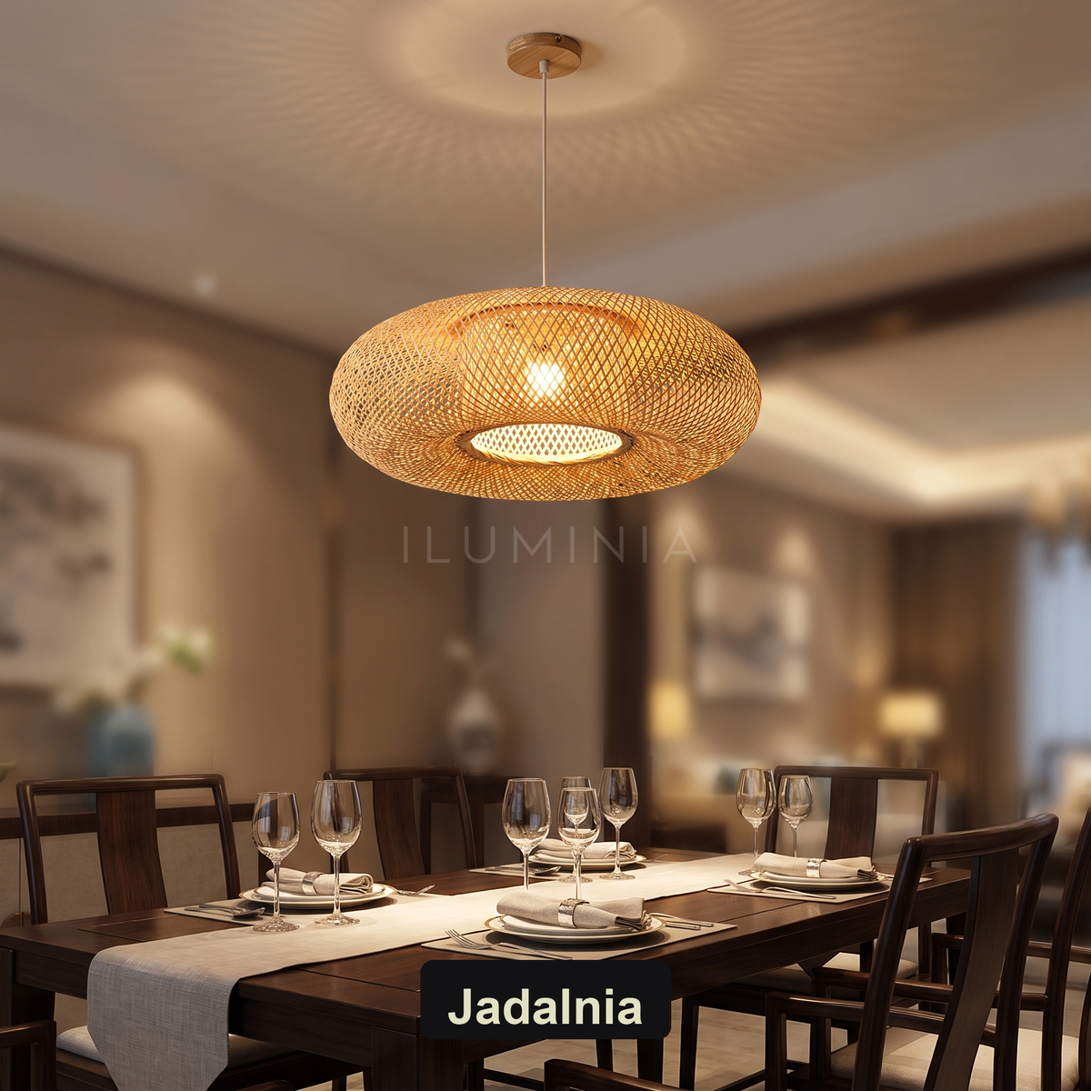 Lampa wisząca bambusowa | Leonza – jadalnia