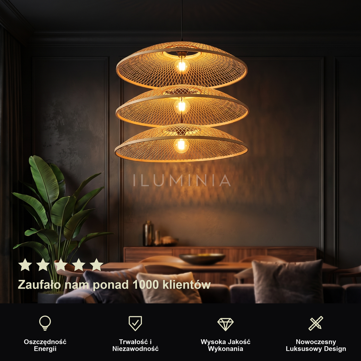 Lampa wisząca bambusowa | Leonza – prezentacja