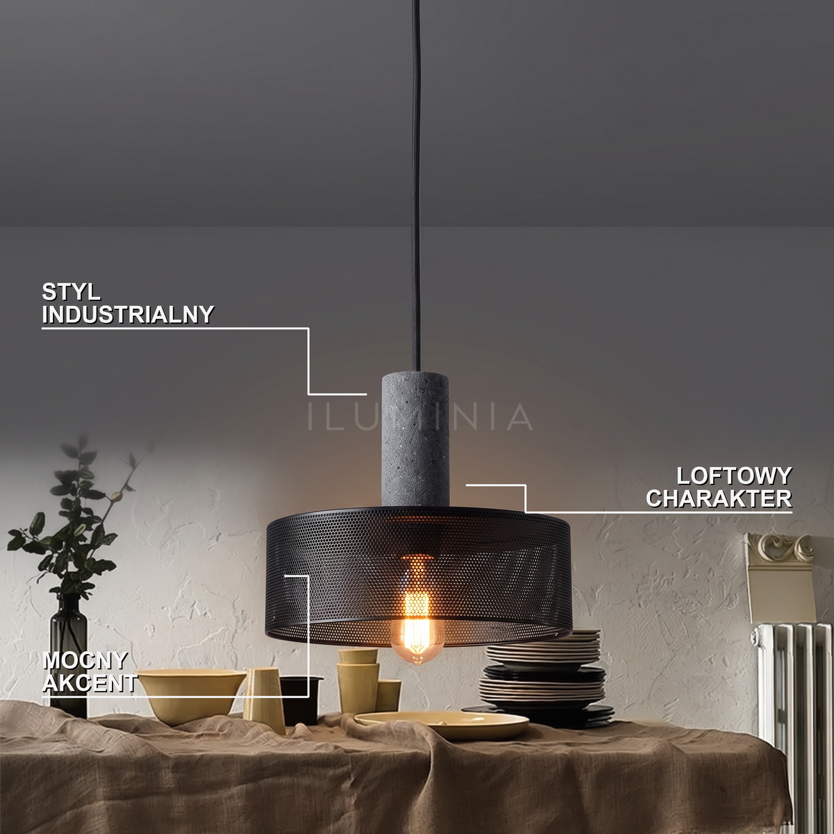 Lampa wisząca industrialna loft | Ambrella – cechy i funkcje