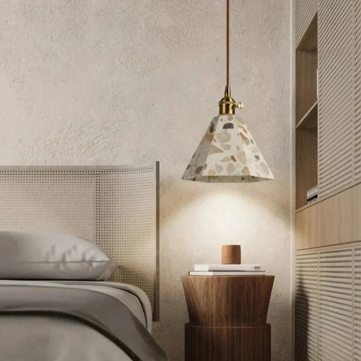 Lampa wisząca kamienna rattan LED | Piavia