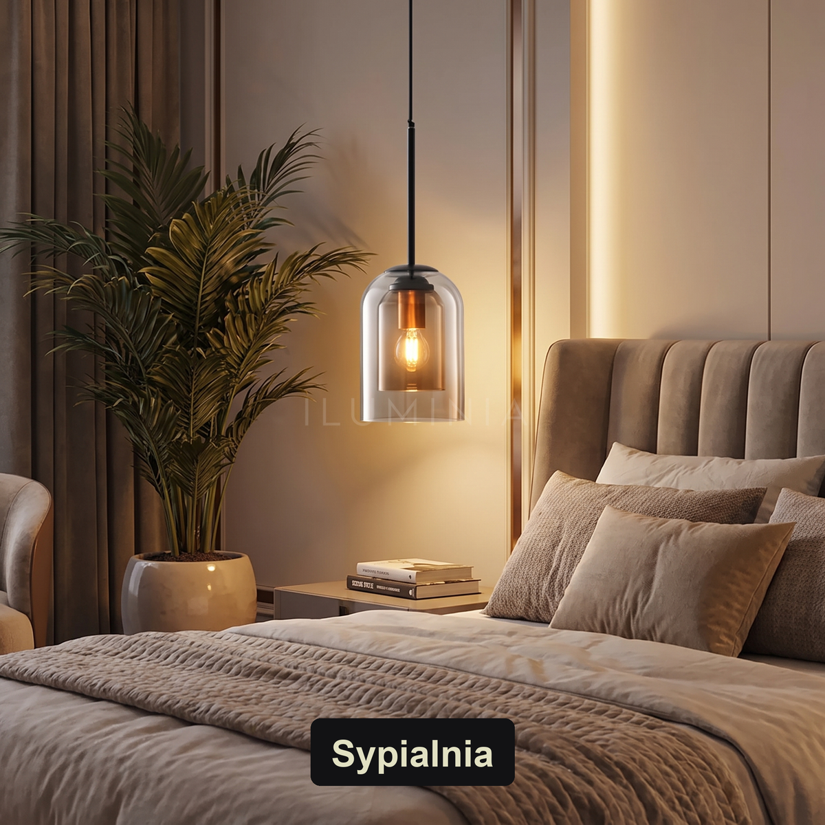 Lampa wisząca kolorowe szkło | Rivella – sypialnia