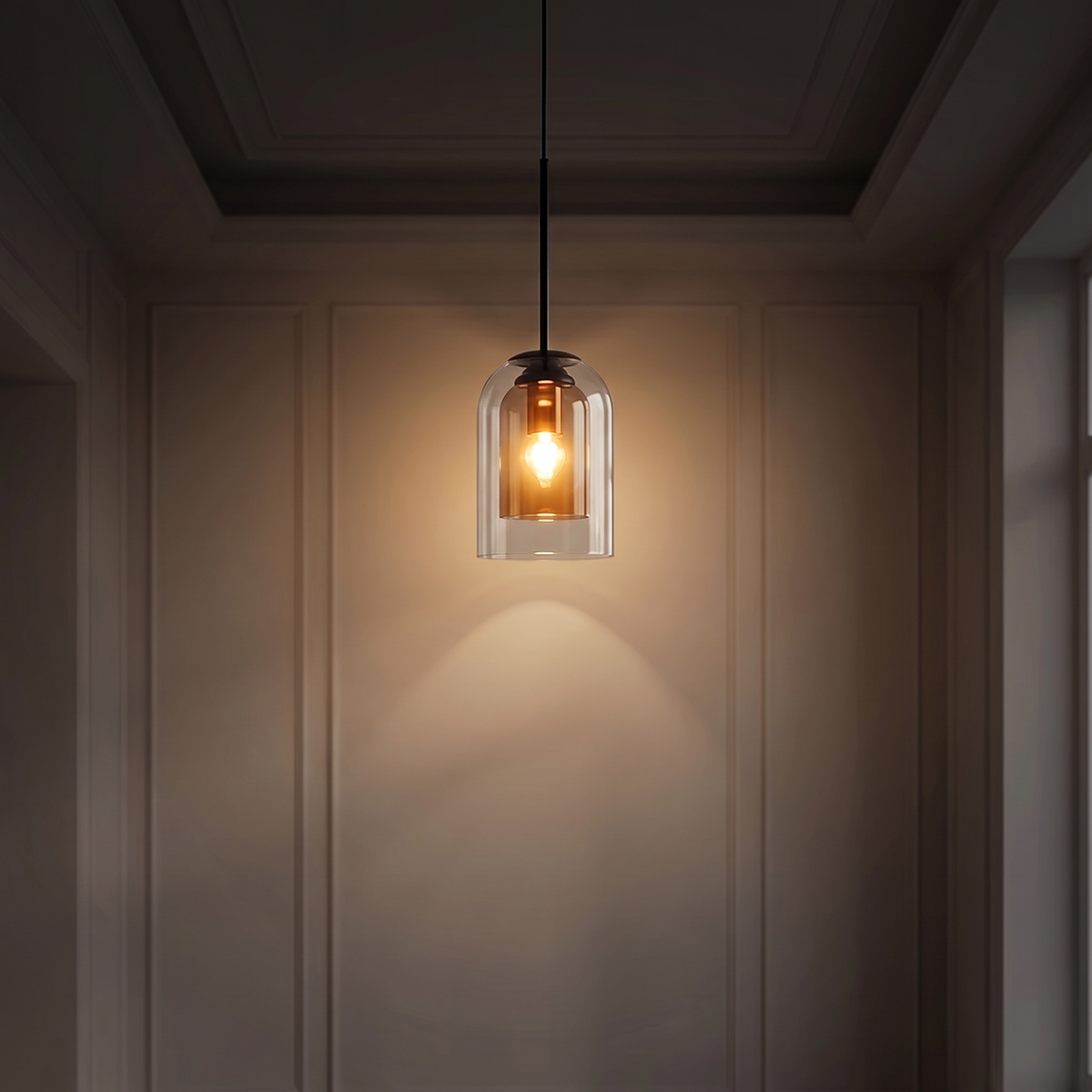 Lampa wisząca kolorowe szkło | Rivella – zapalone światło
