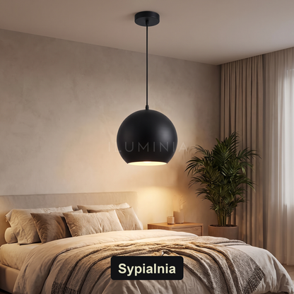 Lampa wisząca kula czarna | Vallesca – sypialnia
