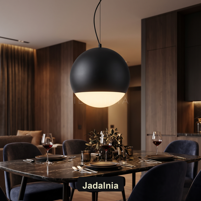 Lampa wisząca kula czarna | Vallesca – jadalnia