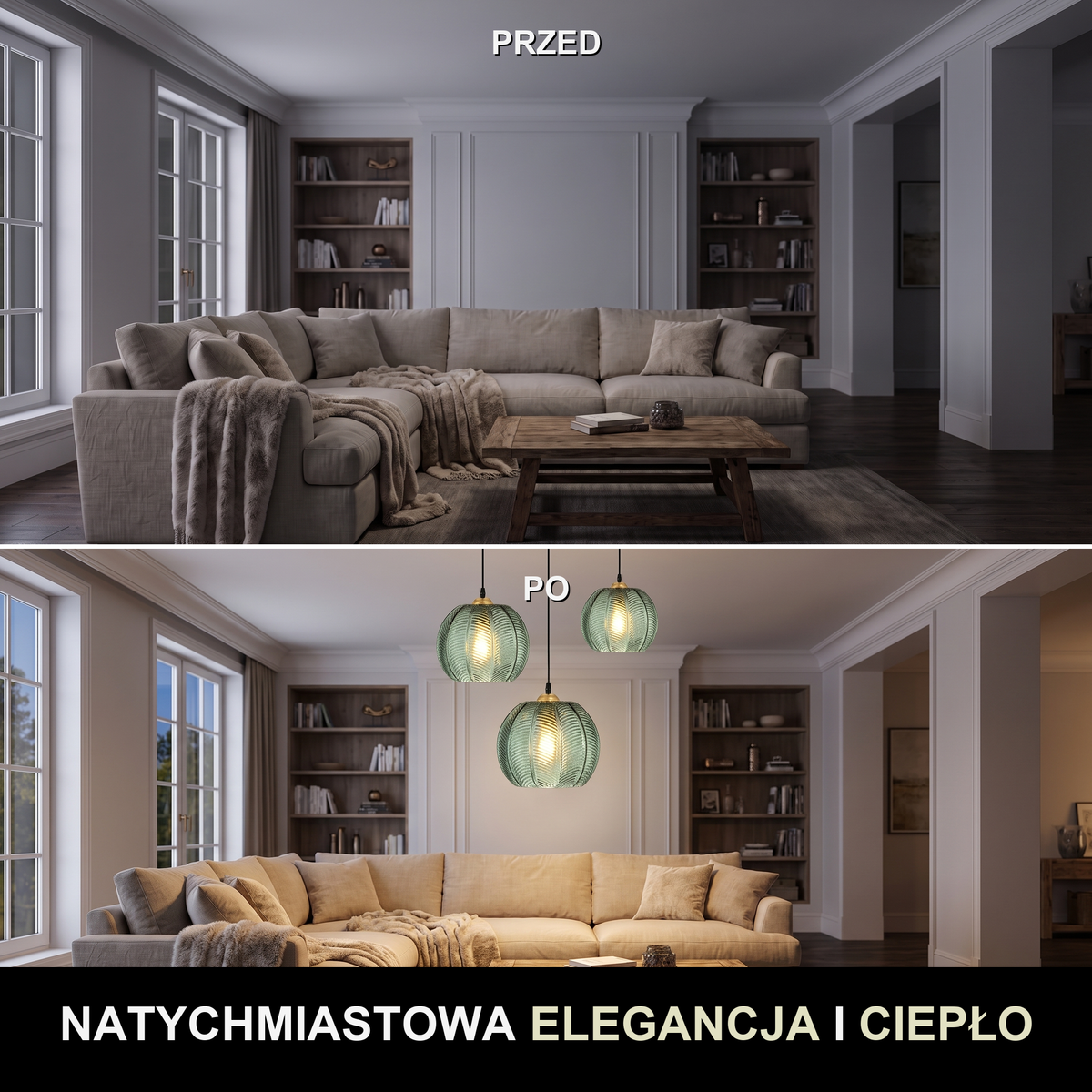 Lampa wisząca kula zielona | Orora