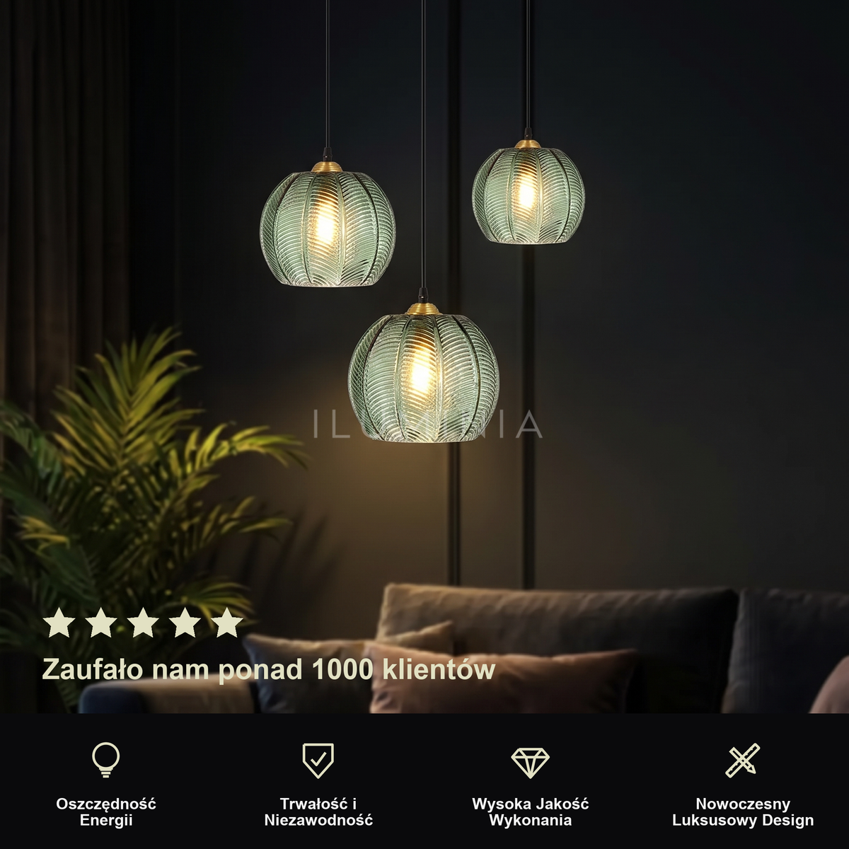 Lampa wisząca kula zielona | Orora