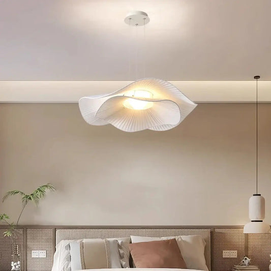 Lampa wisząca metalowa biała LED | Almana