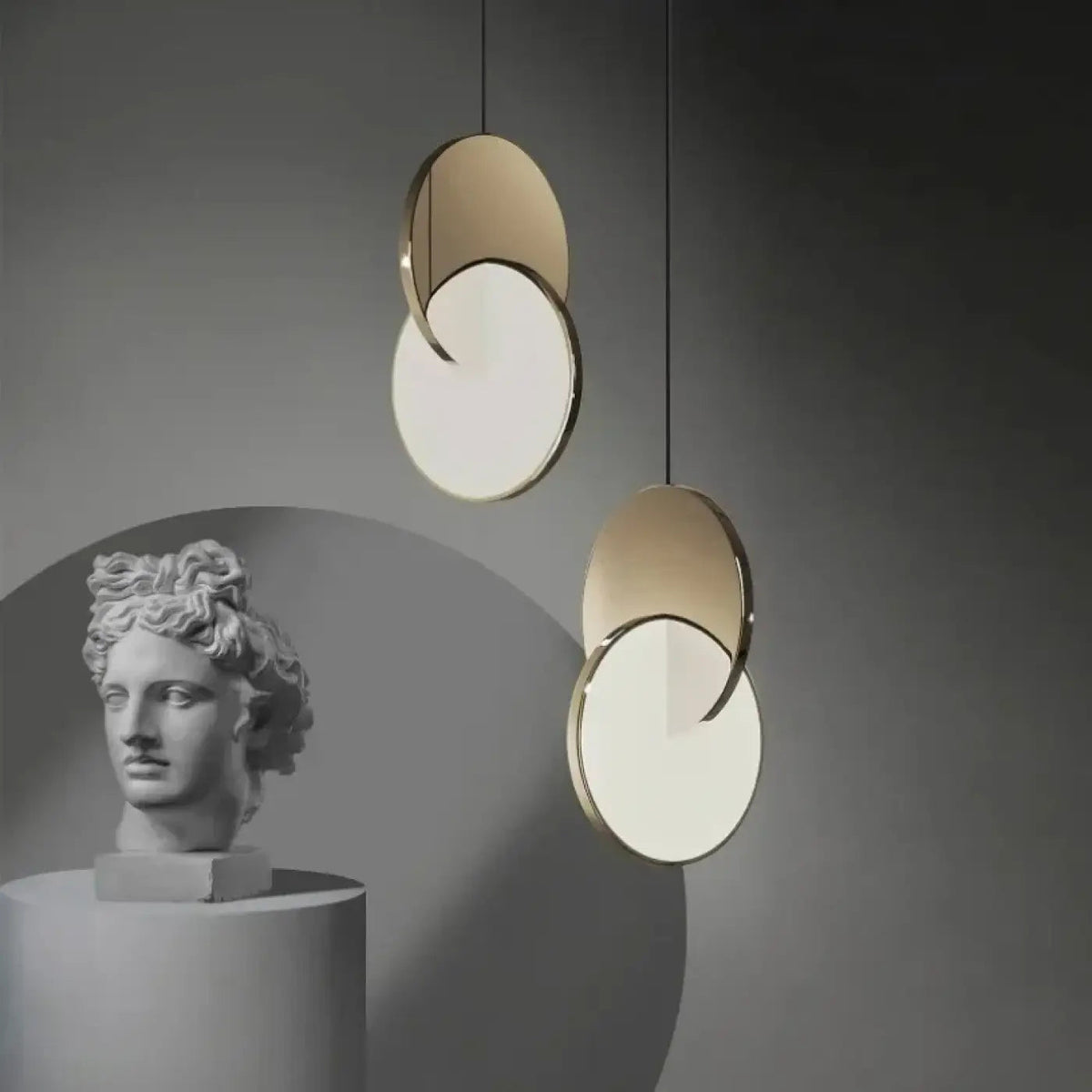Lampa wisząca minimalistyczna aluminiowa dysk | Vivenna