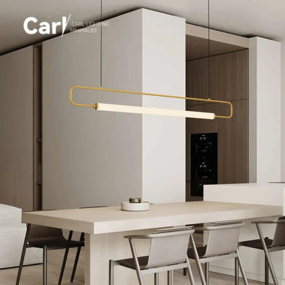 Lampa wisząca minimalistyczna liniowa złota | Pellicia