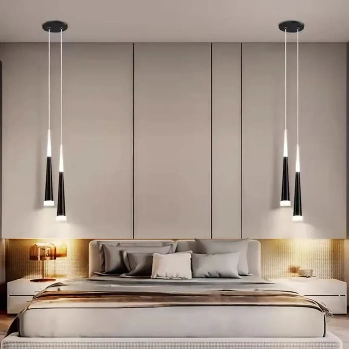 Lampa wisząca minimalistyczna złota stożek | Ostampa