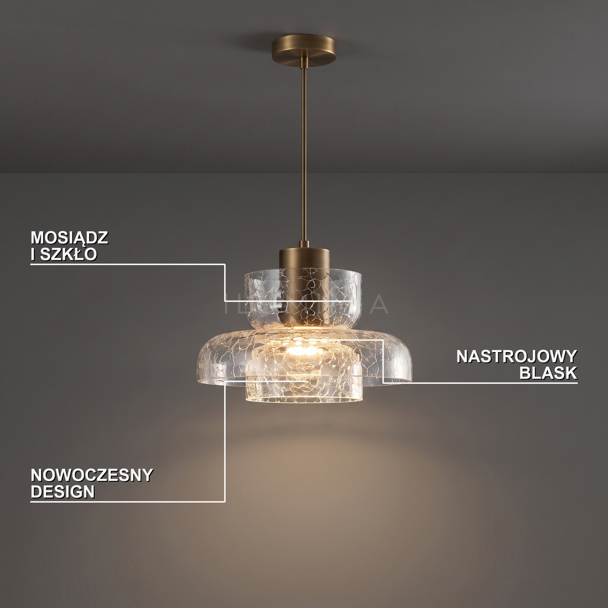 Lampa wisząca mosiądz | Leonessa