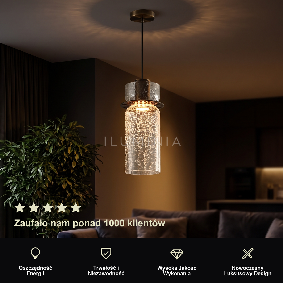 Lampa wisząca mosiądz | Leonessa