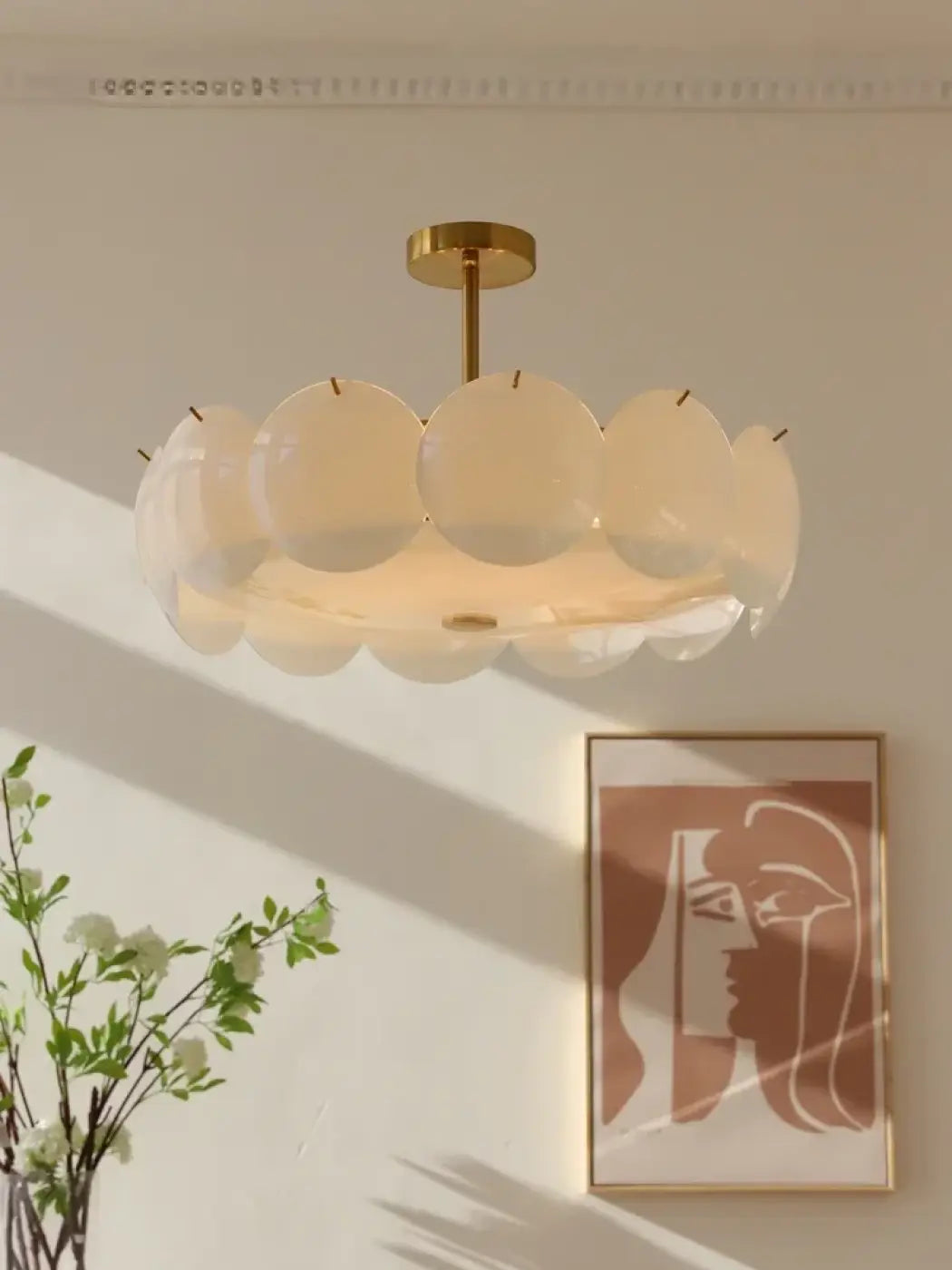 Lampa wisząca mosiężna szklana | Miranante