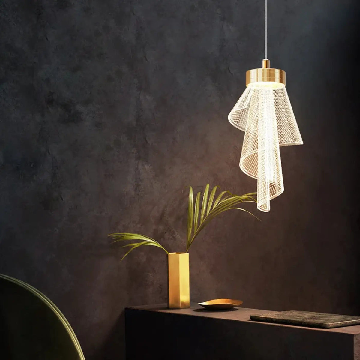 Lampa wisząca mosiężna złota | Vinelia
