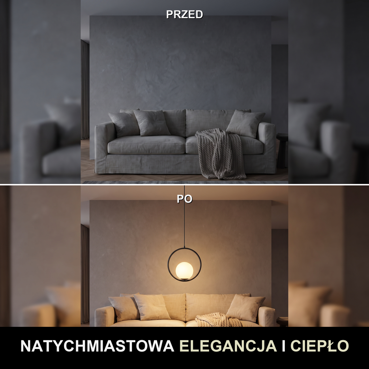 Lampa wisząca nad łóżko | Fiorella – przed i po