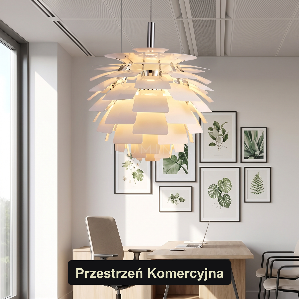Lampa wisząca nowoczesna designerska biała | Ricella – przestrzeń komercyjna