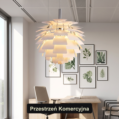 Lampa wisząca nowoczesna designerska biała | Ricella – przestrzeń komercyjna