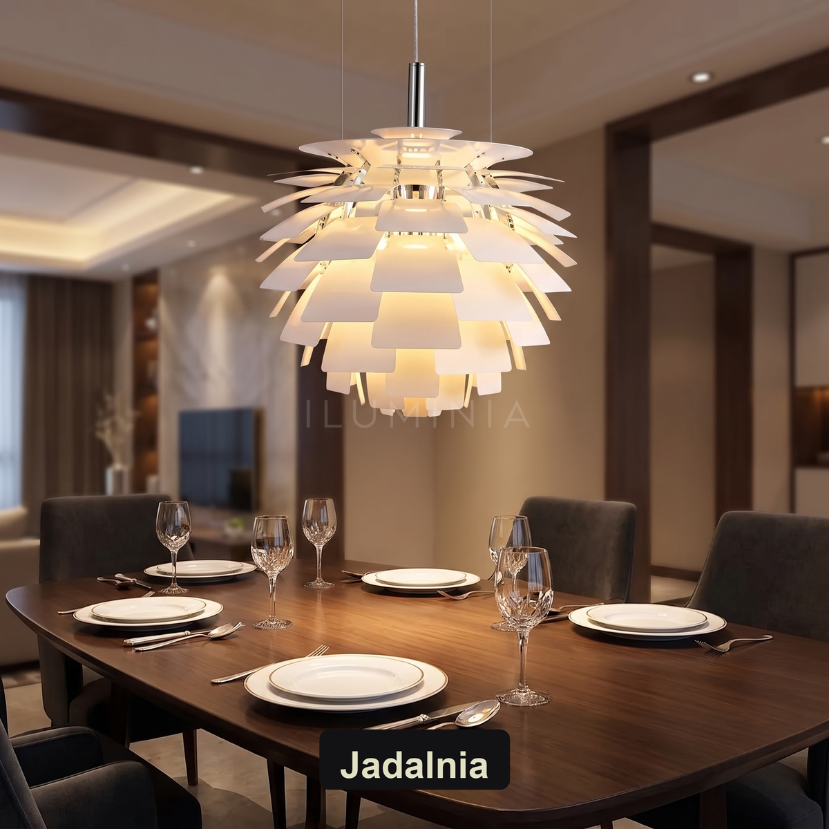 Lampa wisząca nowoczesna designerska biała | Ricella – jadalnia