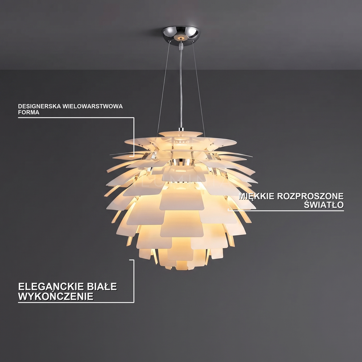 Lampa wisząca nowoczesna designerska biała | Ricella – cechy i funkcje
