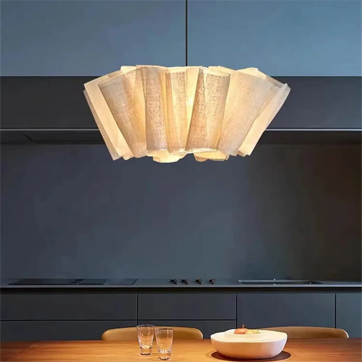 Lampa wisząca nowoczesna tkanina beżowa | Primilla