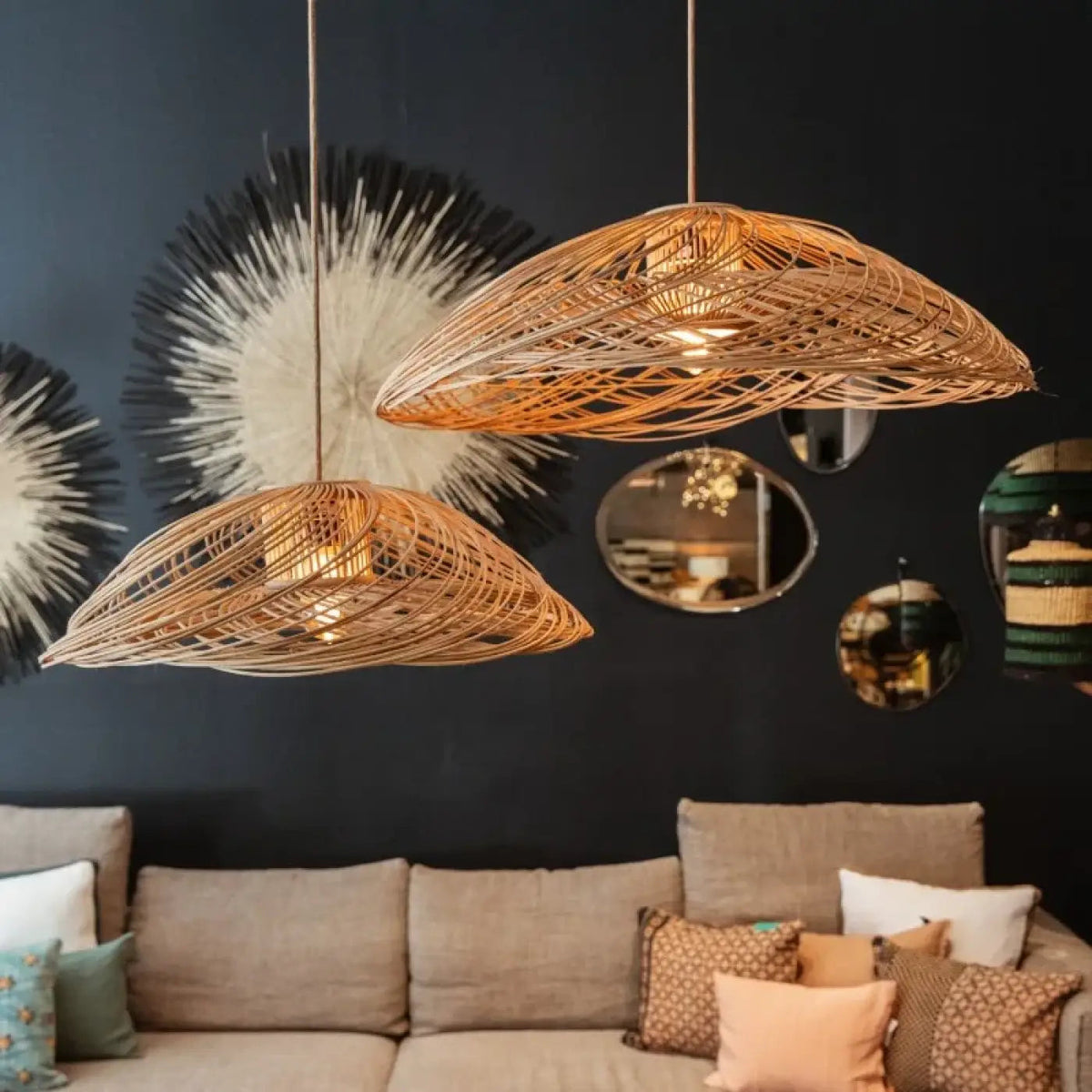 Lampa wisząca organiczna bambusowa naturalna | Nicalda