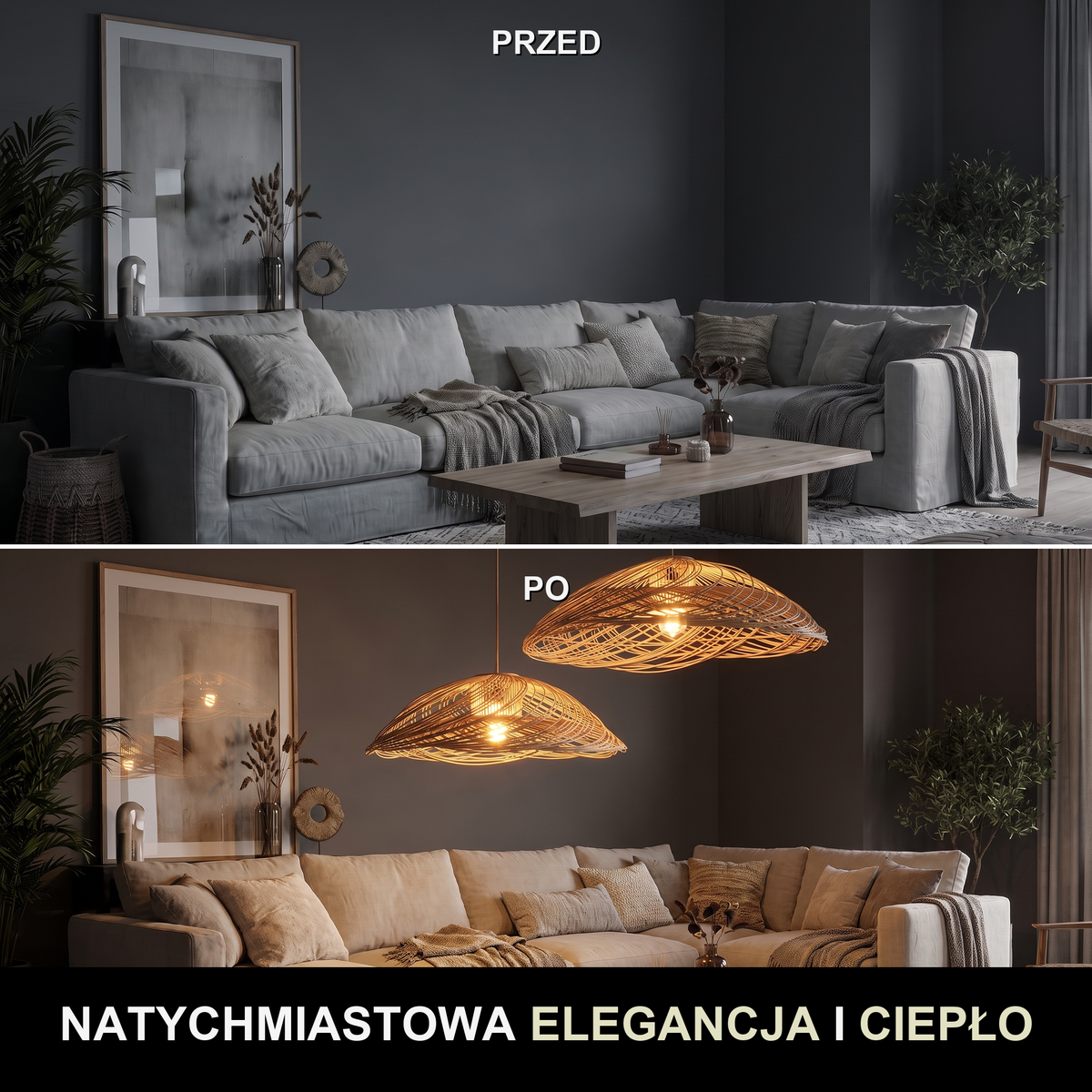 Lampa wisząca organiczna bambusowa naturalna | Nicalda