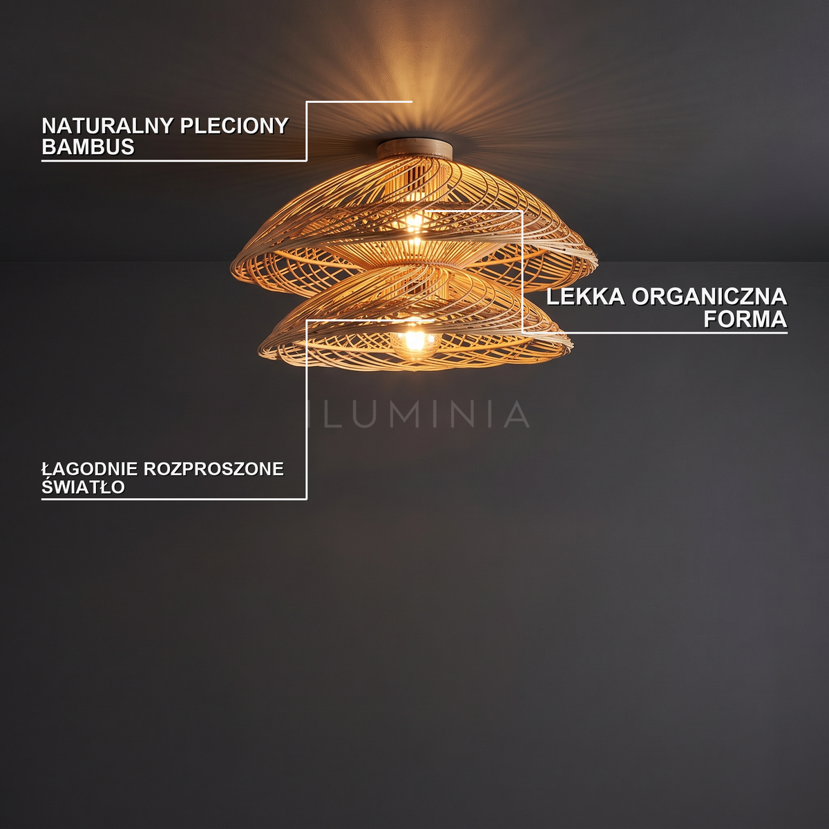Lampa wisząca organiczna bambusowa naturalna | Nicalda