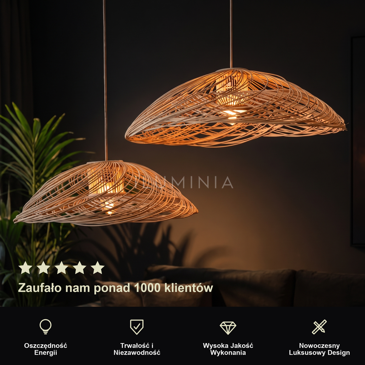 Lampa wisząca organiczna bambusowa naturalna | Nicalda