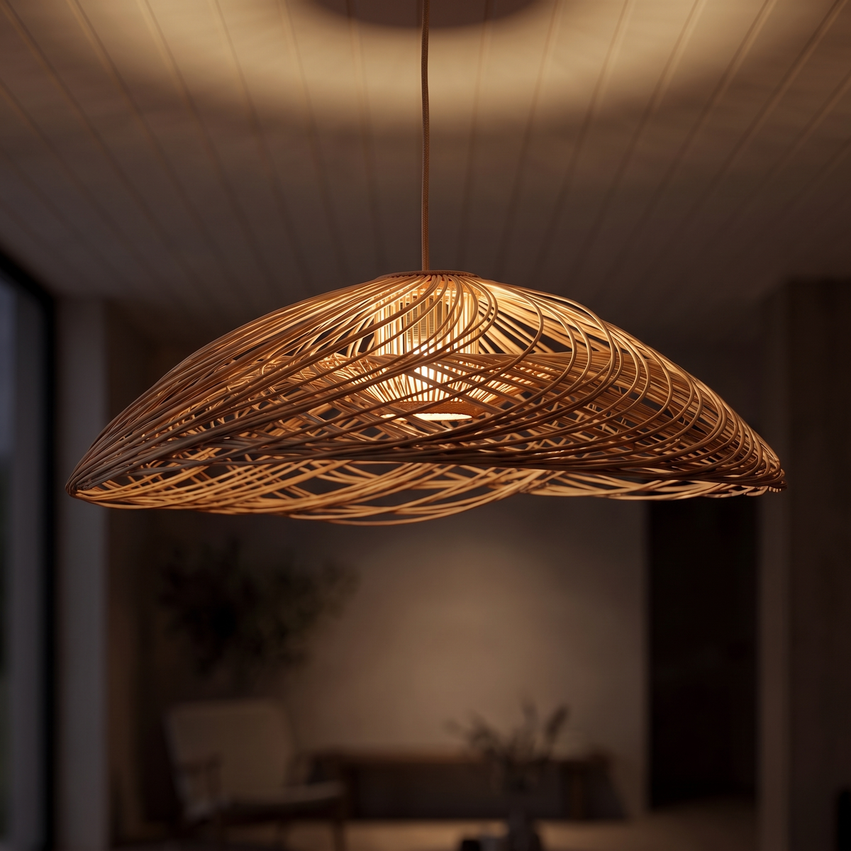 Lampa wisząca organiczna bambusowa naturalna | Nicalda