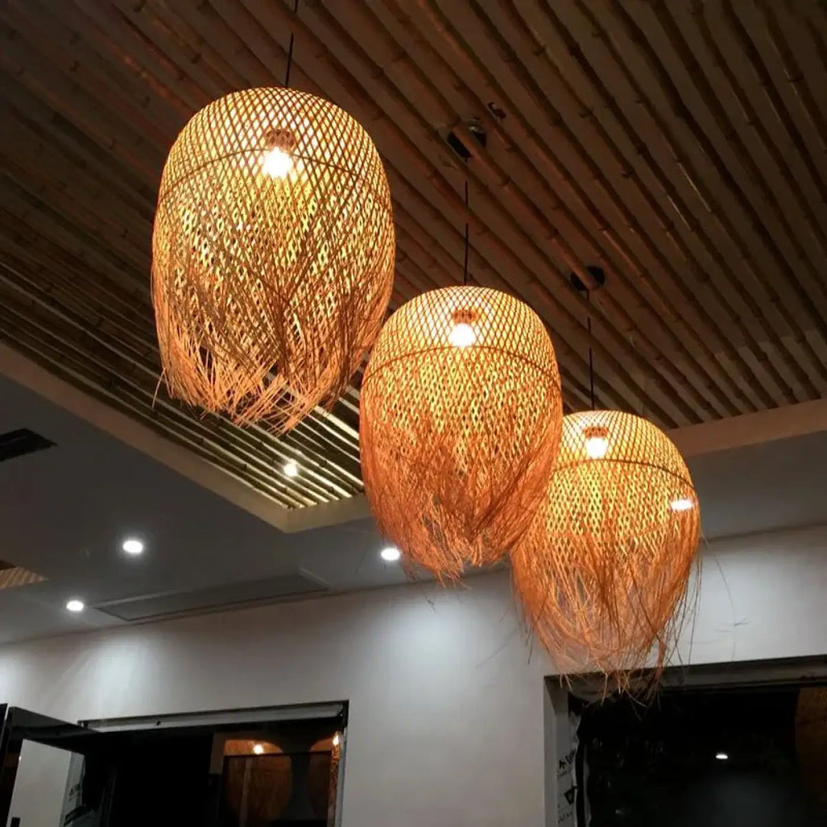Lampa wisząca organiczna oryginalna bambusowa | Adrelia