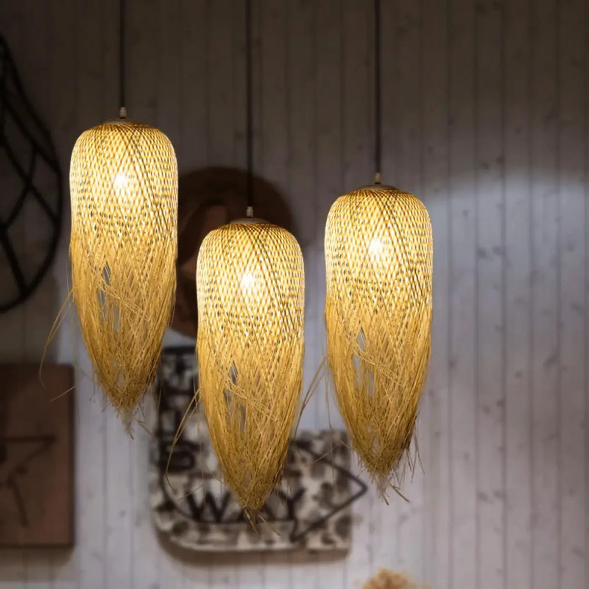 Lampa wisząca organiczna oryginalna bambusowa | Adrelia