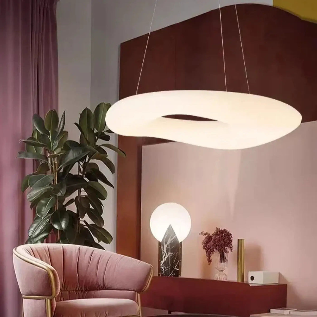 Lampa wisząca organiczna owalna biała | Gidita